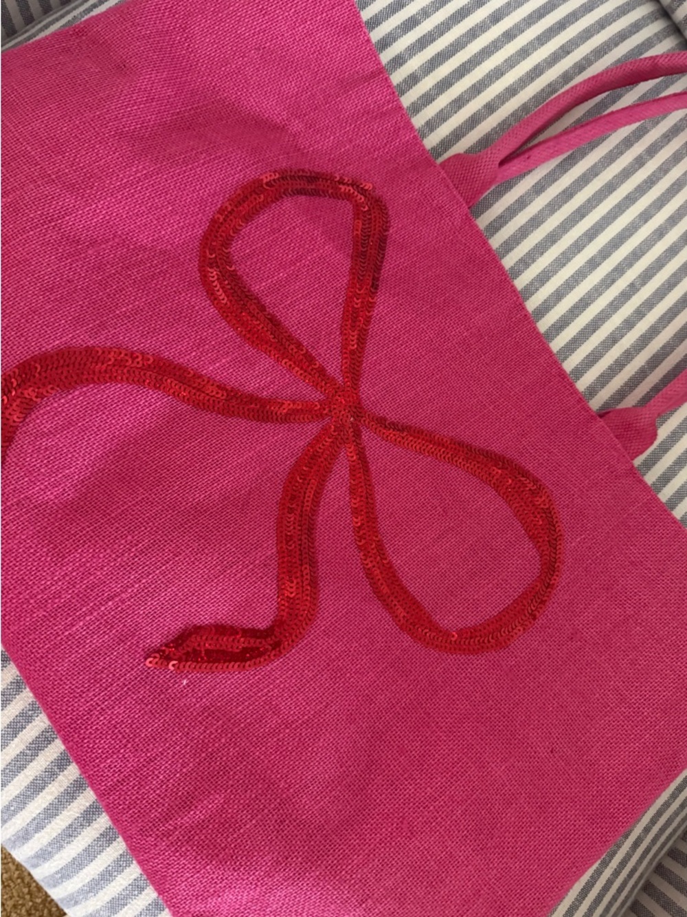 Pink Sequin Bow Tote Bag - Women